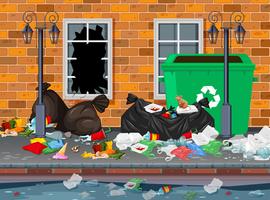 Litter in the city background vector