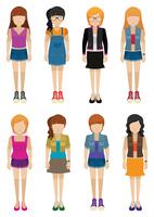 Eight girls with no faces vector