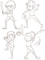 Baseball players vector