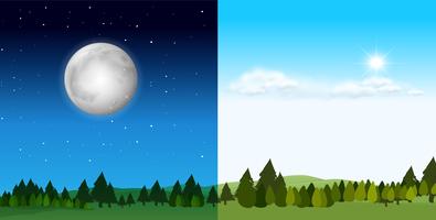 Day time and night time scene vector