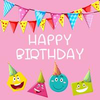 Happy Birthday card template with different shapes vector