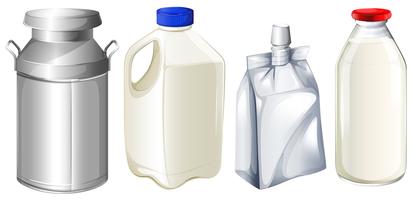 Diferentes recipientes de leche vector
