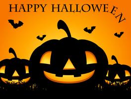 Happy Halloween card with jack-o-lantern vector