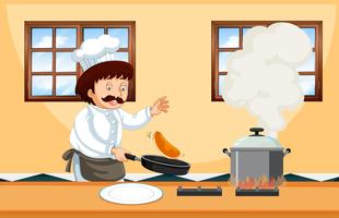 A Professional Chef Cooking Food vector