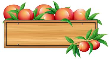 Wooden sign template with peaches  vector