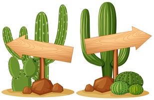 Signos de flecha en plantas de cactus vector