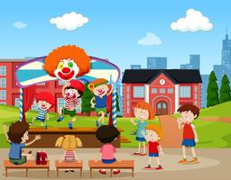 Clown stage performance scene vector