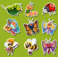 Sticker design for different kinds of insects vector
