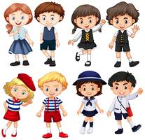 Boys and girls in cute costumes vector