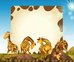 Border template with many giraffes in the field vector
