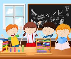 Four students in classroom vector