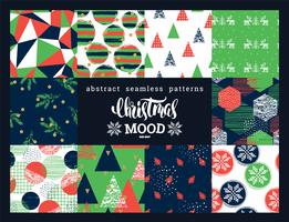 Christmas and New Year Set. Abstract geometric and ornamental seamless patterns. vector