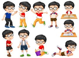 Boy doing different actions vector