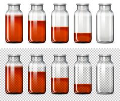 Set of red liquid in bottle vector