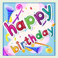 Happy birthday template with party horn in background vector