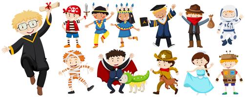 People in different costumes vector