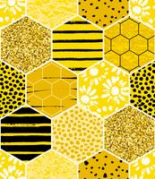 Sin fisuras patrón geométrico con nido de abeja. Texturas dibujadas a mano de moda. vector