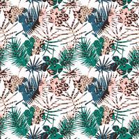 Seamless exotic pattern with tropical leaves. vector