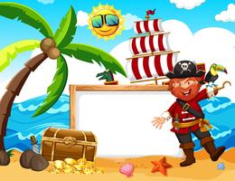 A Pirate Banner on the Beach vector