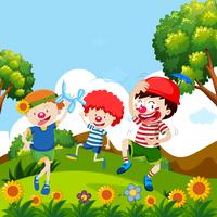 Happy Kids in the Garden vector