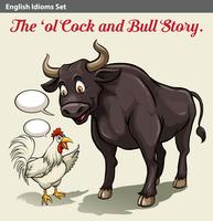 A cock and a bull idiom vector