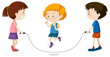 Three kids jumping rope vector