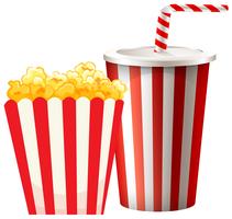 Popcorn in box and cup of drink vector