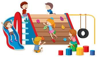 Children playing at playground vector