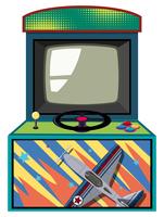 Caja de juego arcade con jet volador. vector