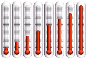 Conjunto de termómetros en blanco