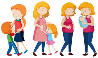 Conjunto de madre e hijos. vector