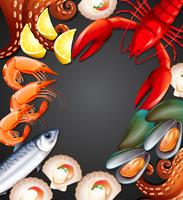 Fresh seafood set banner vector