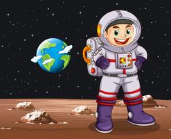 Astronaut standing on planet vector