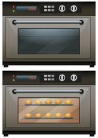 Oven with and without food in it vector