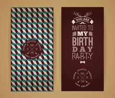 Happy birthday invitation, vintage retro background with geometr vector