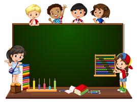 Children with blackboard banner vector