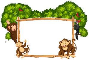 Border template with monkeys and toucan vector