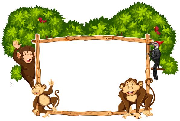 Border template with monkeys and toucan