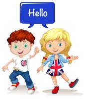 British boy and girl saying hello vector