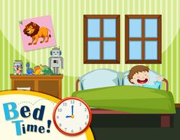 Young boy bed time vector