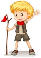 A blonde boy wearing a scout outfit vector