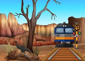 Train ride through canyons vector