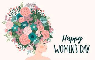 International Women s Day. Vector template with cute woman