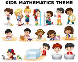 Kids solving math problems vector