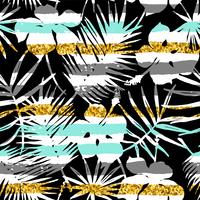 Seamless exotic pattern with tropical plants. vector