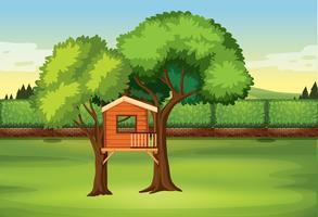 A tree house in nature vector