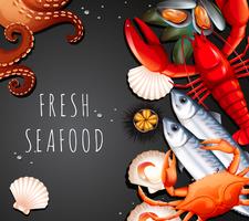 Set of fresh seafood vector