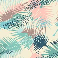 Seamless exotic pattern with tropical plants and artistic background. vector