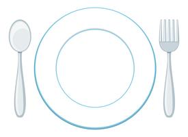 A blank plate with spoon and fork vector