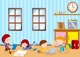 Children Studying in Classroom vector